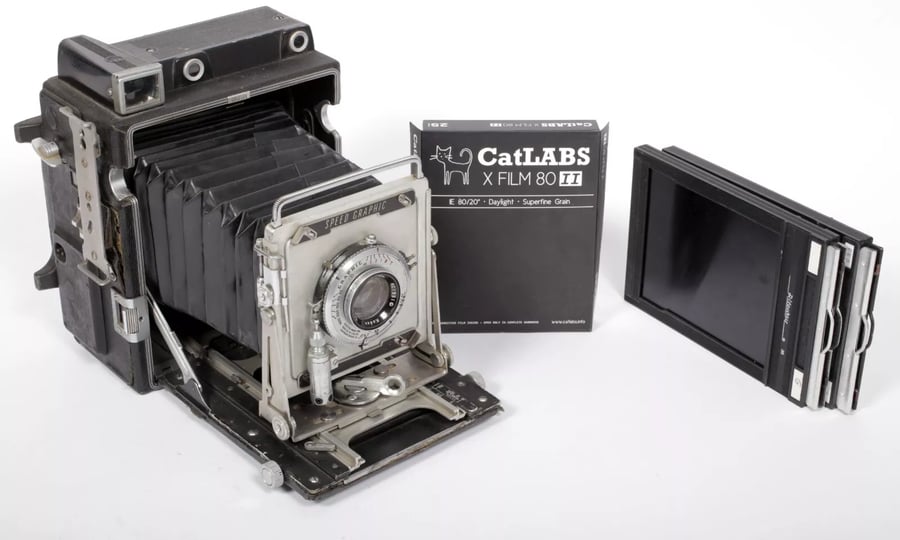 Image of Graflex Speed Graphic 4X5 Camera w/ Ektar 127mm lens + film + holders #5634