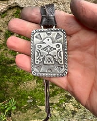 Image 1 of WL&A Handmade Old Style Heavy Ingot Large Thunderbird ID Tag Pendant - 2 x 1.75" - 65 Grams