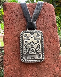 Image 3 of WL&A Handmade Old Style Heavy Ingot Large Thunderbird ID Tag Pendant - 2 x 1.75" - 65 Grams