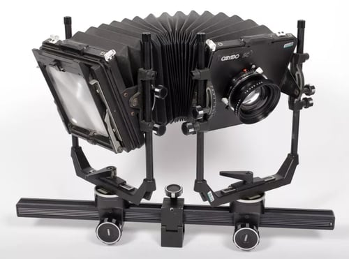 Image of  Cambo SCr 4X5 monorail camera with 210mm lens + holders + FRESNEL + FILM #5635