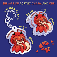 Image 1 of Shrimp Riku Acrylic Charm and Clip