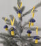 Image of Blue and Yellow Spotted Ceramic Mushroom Ornaments