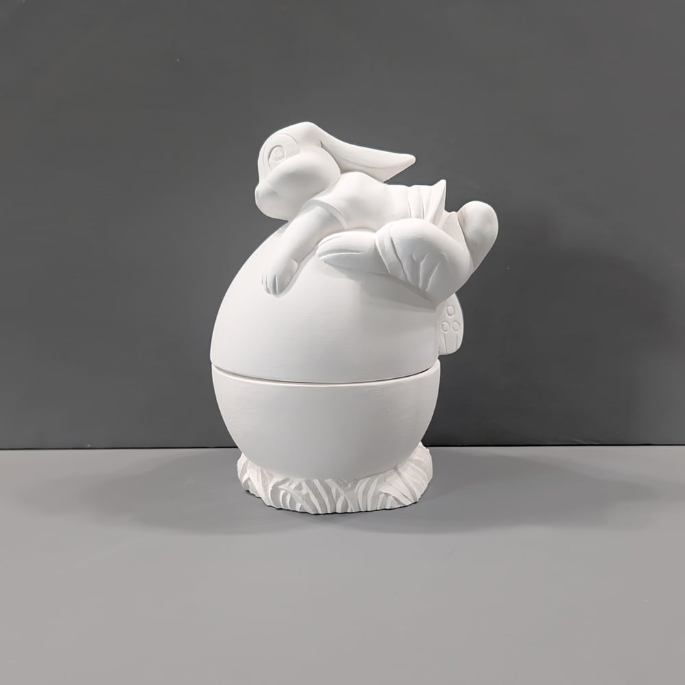 Image of Ceramic Bisque Bunny Rabbit Box Ready to Paint
