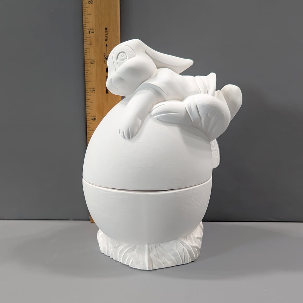 Image of Ceramic Bisque Bunny Rabbit Box Ready to Paint