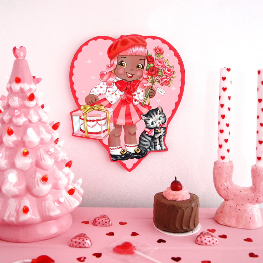 Image of Valentine cutie plaque (brown skin) 