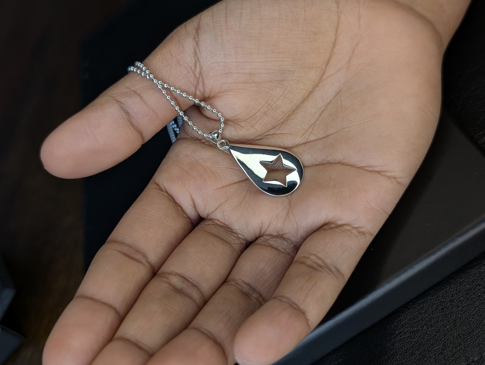 Silver 925 Teardrop and Star Pendant Necklace Conan Gray