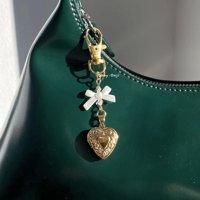 Image 2 of Small Gold Heart Locket Bag Charm