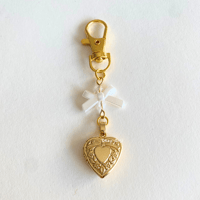 Image 1 of Small Gold Heart Locket Bag Charm