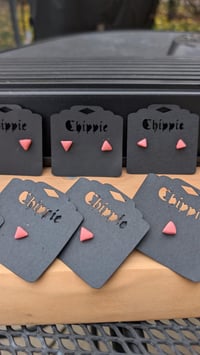 Image 1 of Pink Triangle clay earrings