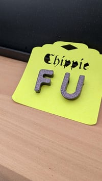 Image 2 of F U epoxy letter earring studs