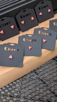 Image 2 of Pink Triangle clay earrings