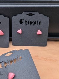Image 3 of Pink Triangle clay earrings
