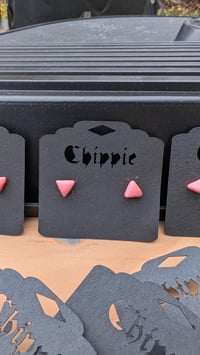Image 6 of Pink Triangle clay earrings