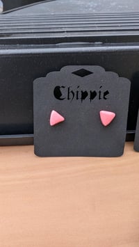 Image 7 of Pink Triangle clay earrings
