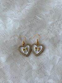 Golden Heart Bow Earrings