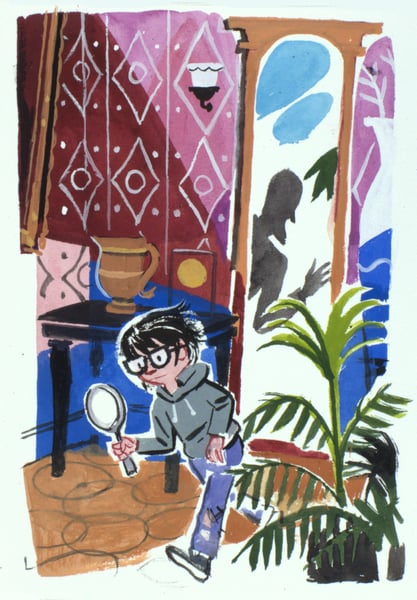 Image of Painting: Girl Detective Looks for Clues