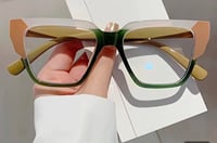 Green & Taupe Clear Frames