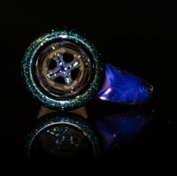 Image 3 of HEAVY BLUE LEPRECHAUN / ROSE QUARTZ 18MM SLIDE