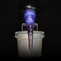 Image 2 of HEAVY BLUE LEPRECHAUN / ROSE QUARTZ 18MM SLIDE