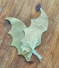 Image 1 of Golden Glitter Bat Wing Shoe Cuffs | Eat Me Ink Me