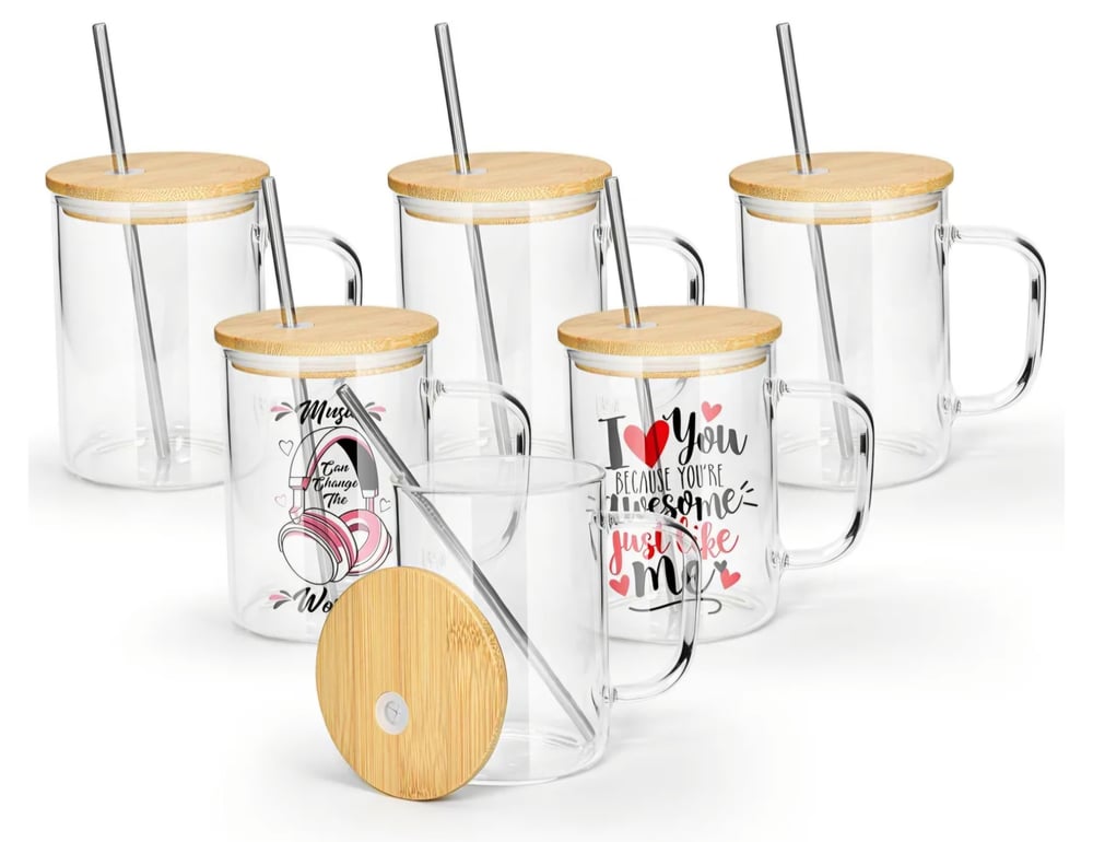 Image of Customized 16oz Glass Cup w/ Handle