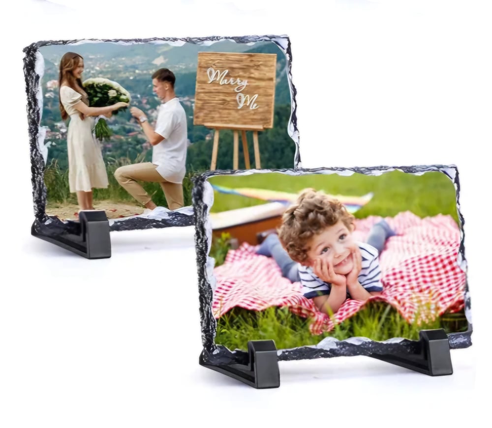 Image of Customized Slate Rock Photo Plaque