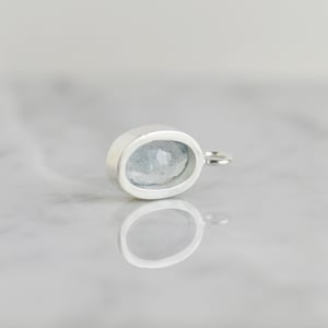 Image of  Aquamarine oval cut crystal form silver necklace