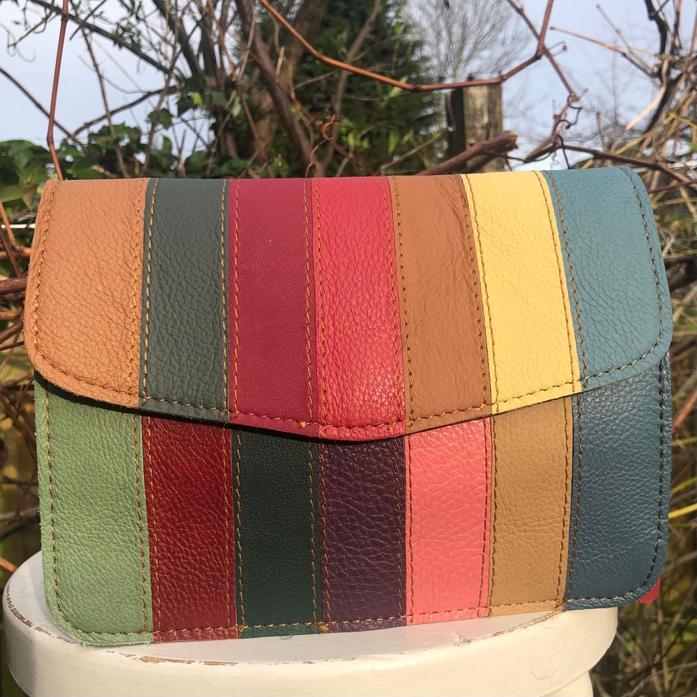 Image of Harlequin Collection - Recycled Leather Multicoloured Stripe -#33A