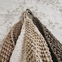 Image 5 of Aurora knitted towel, recycled cotton yarn, fall decor, hand knit towel with loop