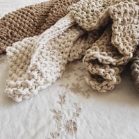 Image 4 of Aurora knitted towel, recycled cotton yarn, fall decor, hand knit towel with loop