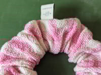 Image 2 of 100% Cotton Pink and Off-White Plaid Handwoven Hair Scrunchie