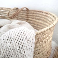 Image 5 of Hand knit baby blanket made with Argentinean cotton yarn, Modern nursery crib blanket