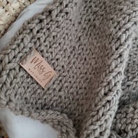 Image 4 of Hand knit baby blanket made with Argentinean cotton yarn, Modern nursery crib blanket