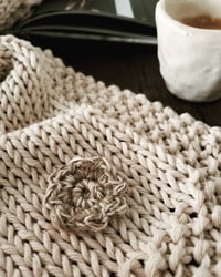 Image 4 of Eco-Friendly Flower Kitchen Towel - Recycled Cotton Yarn - Crochet Jute Flower - 14x20/14x25 Inches