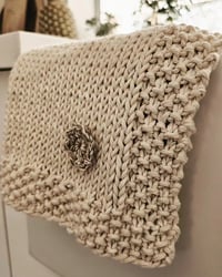 Image 3 of Eco-Friendly Flower Kitchen Towel - Recycled Cotton Yarn - Crochet Jute Flower - 14x20/14x25 Inches