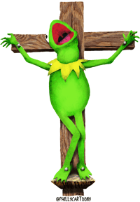 Image 1 of Kermit On The Cross - Sticker/Magnet