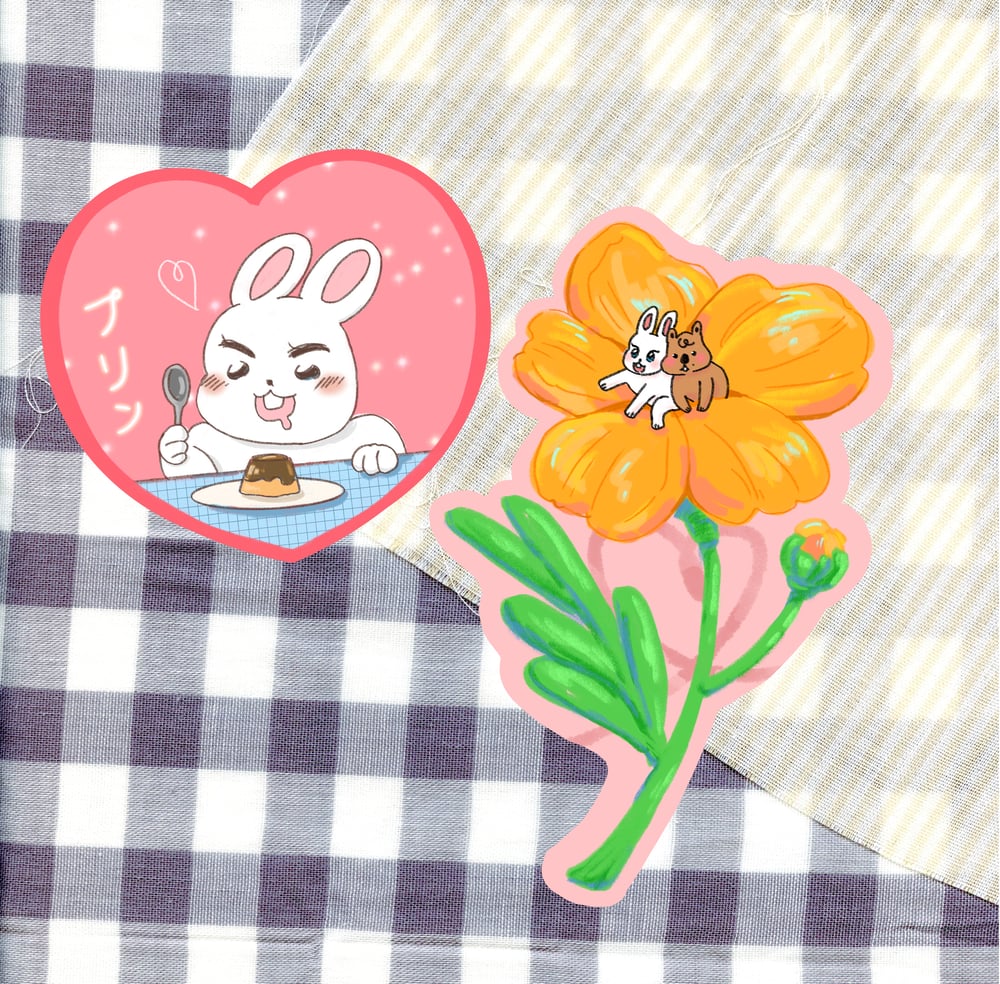 Image of Buds and Pudding "Purin" Die Cut Stickers