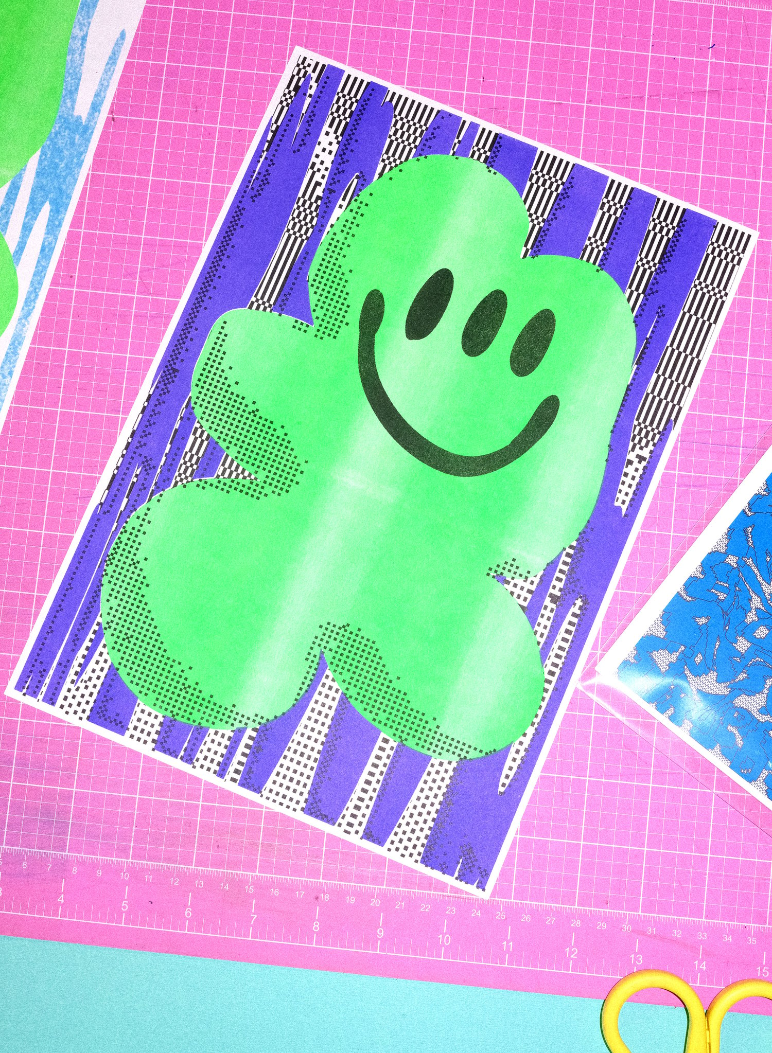 Image of Happy Nice Day Club! Happy Gummy Guy Riso Print