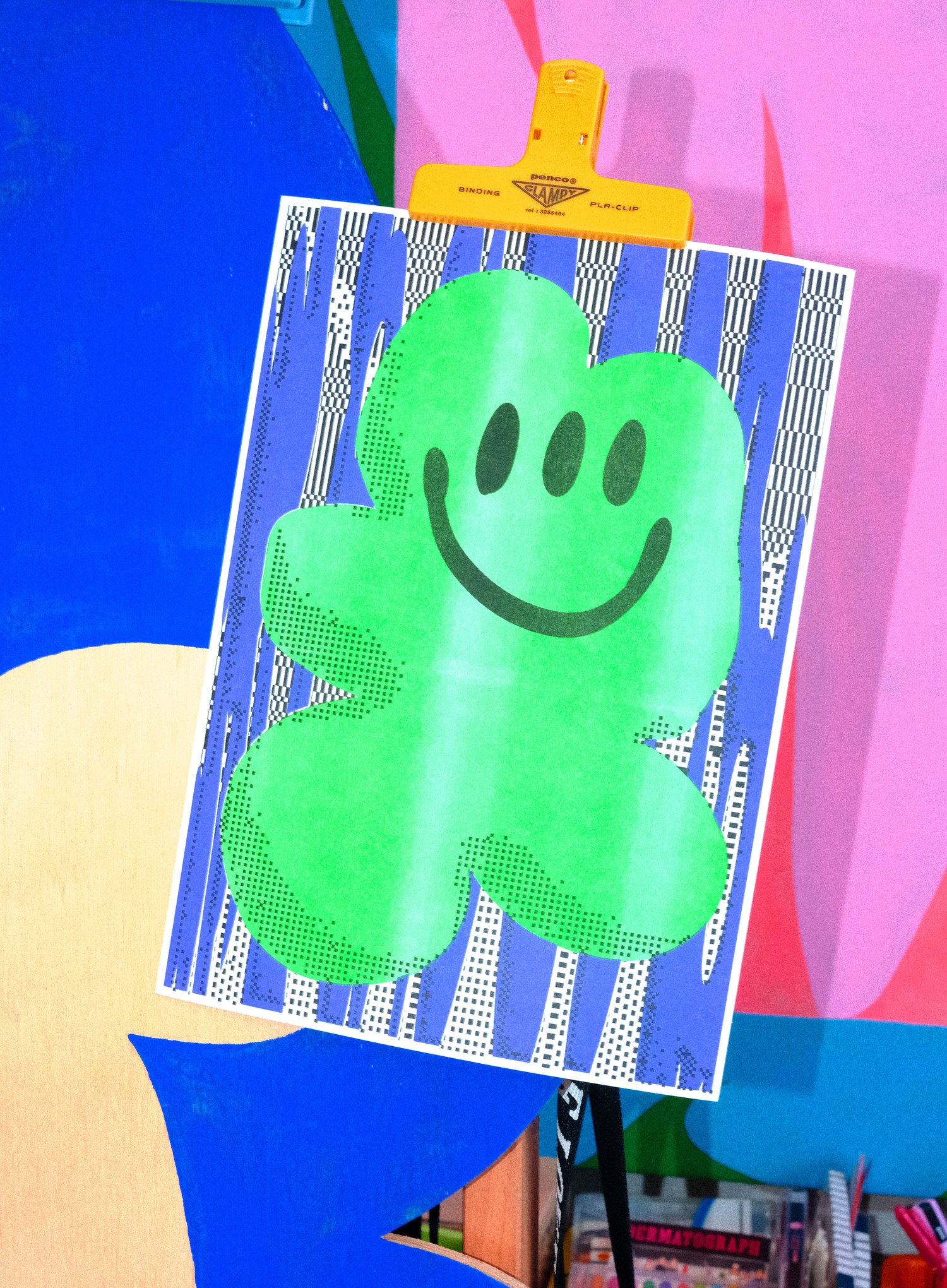 Image of Happy Nice Day Club! Happy Gummy Guy Riso Print