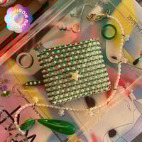 Image 1 of forest green pearl purse