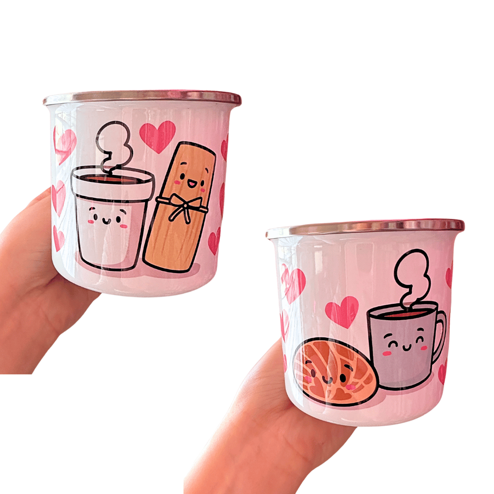 Image of Food Couple Hearts Stainless Steel Mini Mug☕️💕