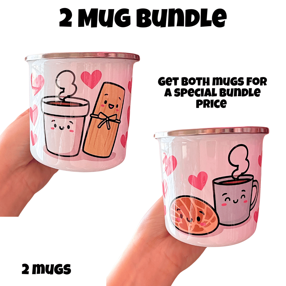 Image of Food Couple Hearts Stainless Steel Mini Mug☕️💕