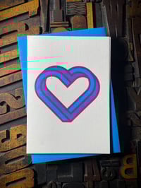 Image 1 of Infinity Heart | Letterpress Card | Cyan & Magenta