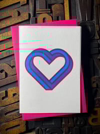 Image 2 of Infinity Heart | Letterpress Card | Cyan & Magenta
