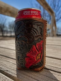 Image 1 of Traditional Floral Leather Koozie