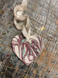 Image 1 of Individually Hand Marbled Ceramic Heart - 6/15