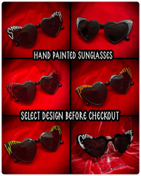 Image 1 of Select Hand Painted Heart Shaped Sunglasses 