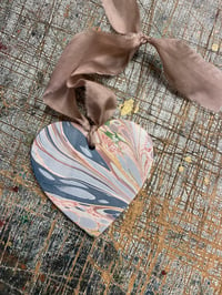 Image 1 of Individually Hand Marbled Ceramic Heart - 10/15