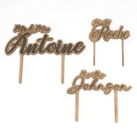 Image 4 of Wooden Wedding Cake Topper with Custom Name