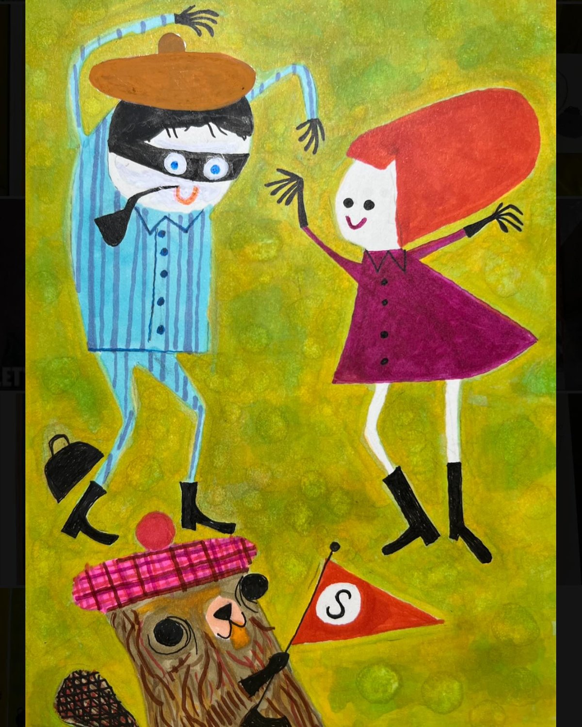 Image of Safety Dance with Safety Beaver - original painting